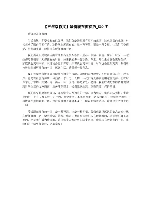 【五年级作文】珍惜现在拥有的_500字