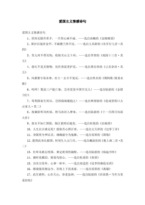 爱国主义情感诗句