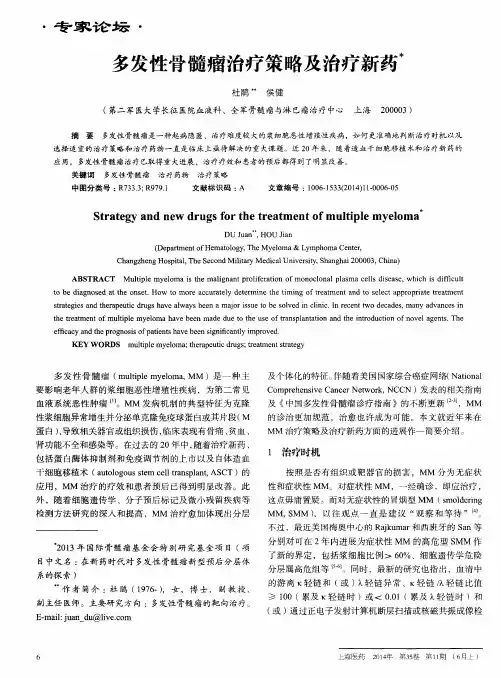 多发性骨髓瘤治疗策略及治疗新药
