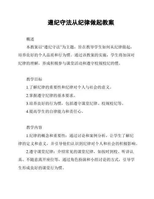 遵纪守法从纪律做起教案