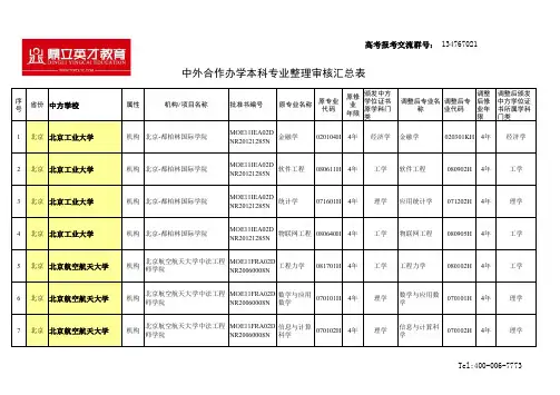 中外合作办学本科专业整理审核汇总表