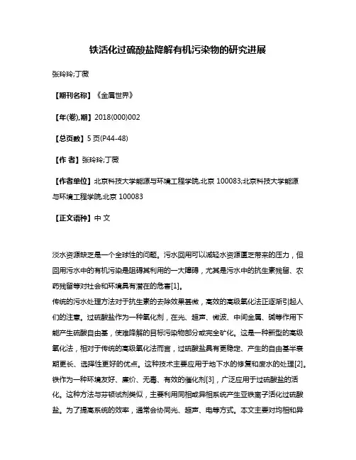 铁活化过硫酸盐降解有机污染物的研究进展