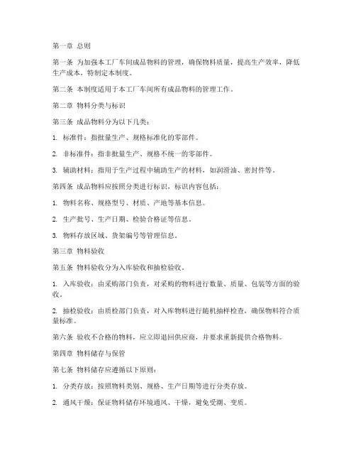 工厂车间成品物料管理制度