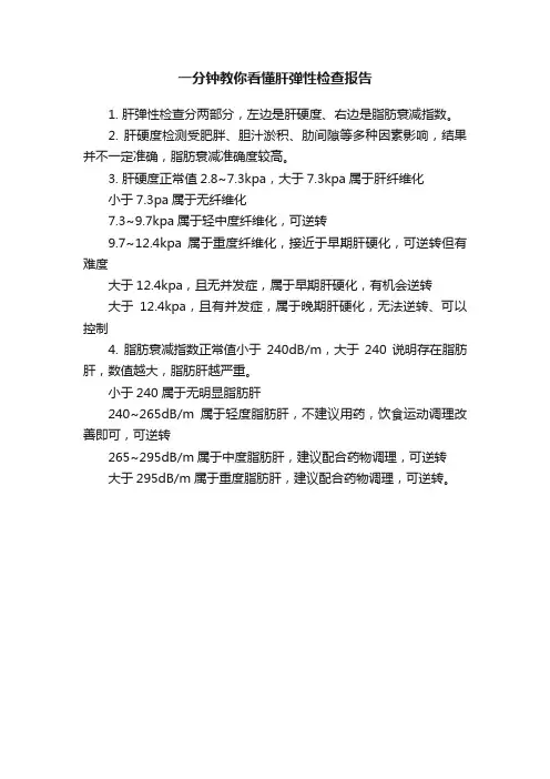 一分钟教你看懂肝弹性检查报告