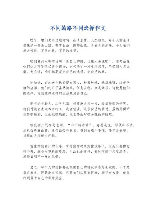 不同的路不同选择作文
