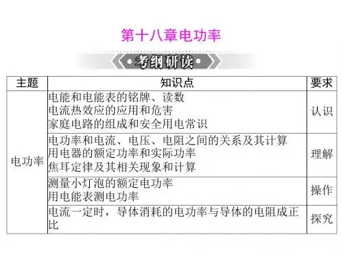 人教版九年级物理：电功和电功率中考物理二轮专题复习课件(共24张PPT)