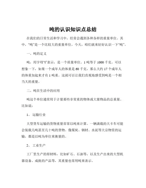 吨的认识知识点总结