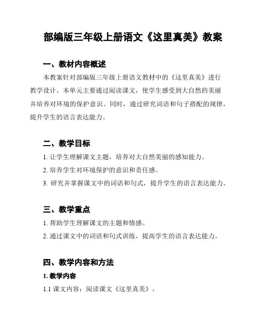部编版三年级上册语文《这里真美》教案