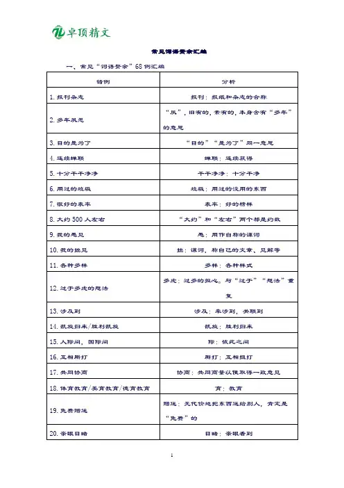卓顶精文2019常见词语赘余汇编