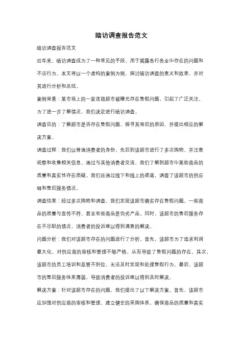 暗访调查报告范文