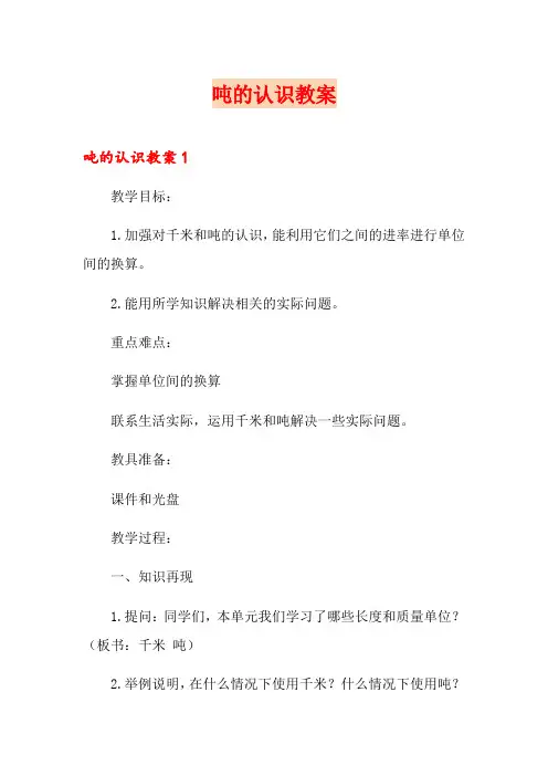 吨的认识教案