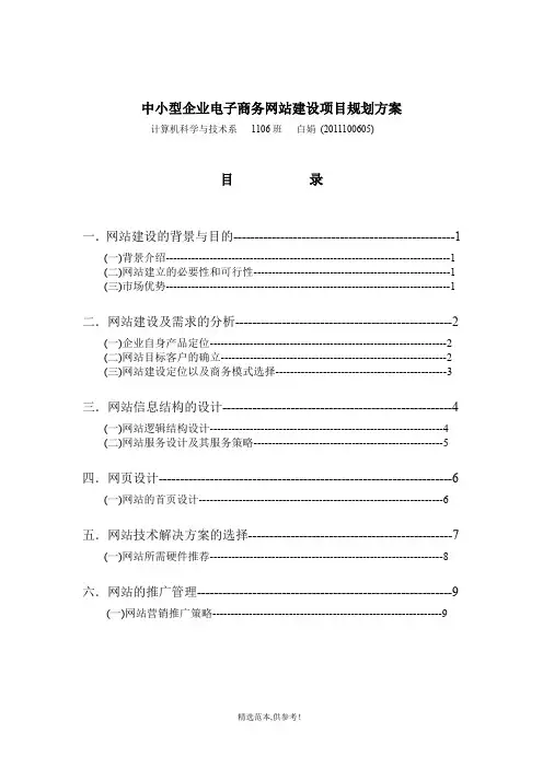 中小企业电子商务网站建设项目规划方案