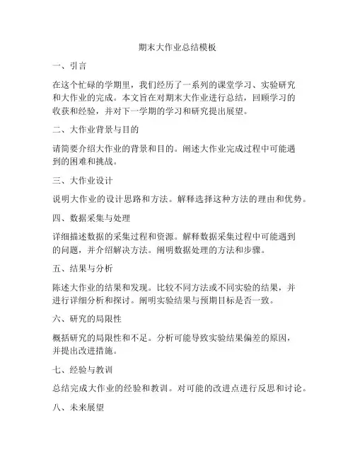 期末大作业总结模板