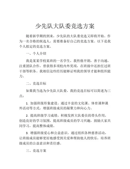 少先队大队委竞选方案