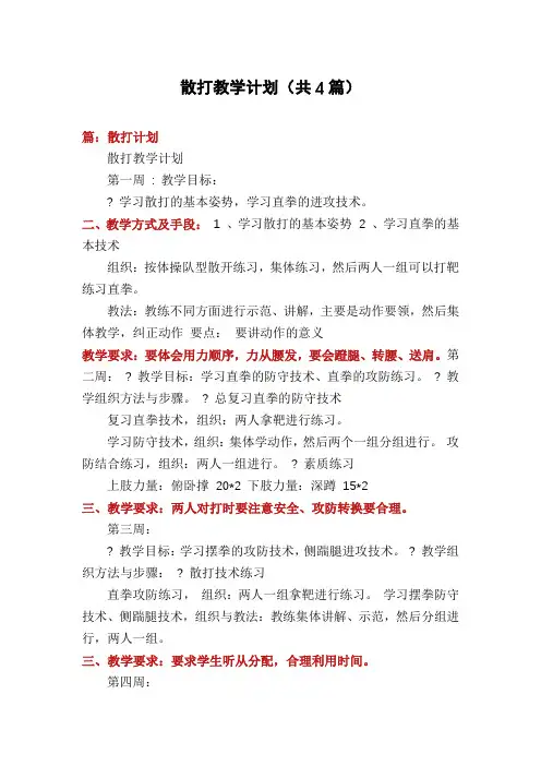 散打教学计划(共4篇)