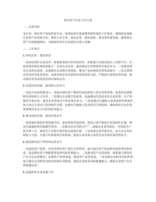 国企资产年度工作计划