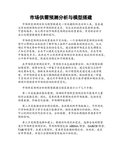 市场供需预测分析与模型搭建