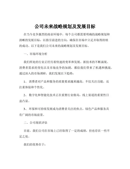 公司未来战略规划及发展目标