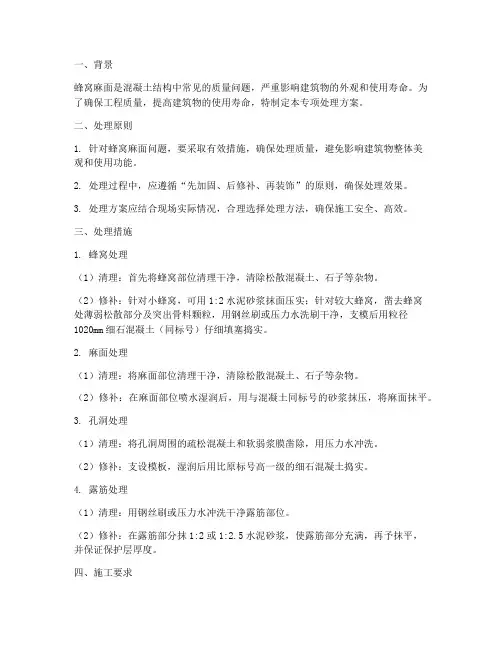 蜂窝麻面专项处理方案