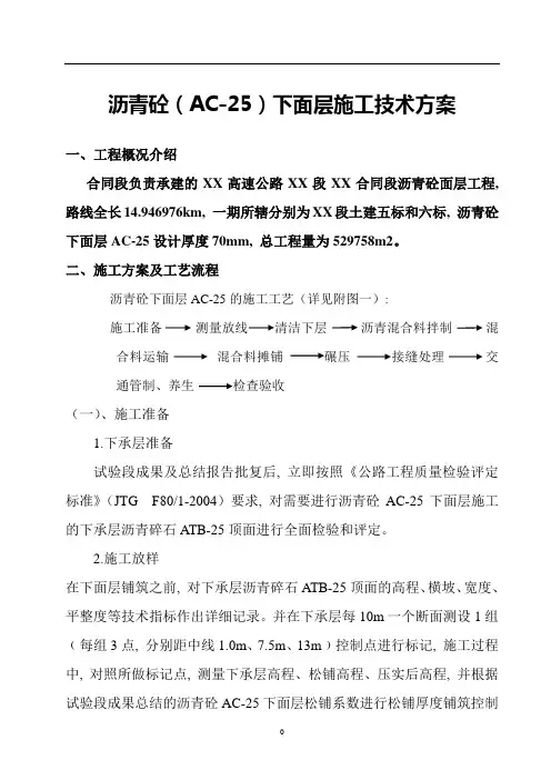 沥青混凝土(ac-25)下面层施工技术方案