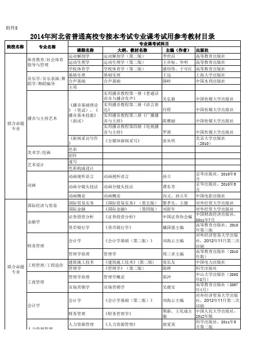 2014年专接本招生计划及专业课考试大纲