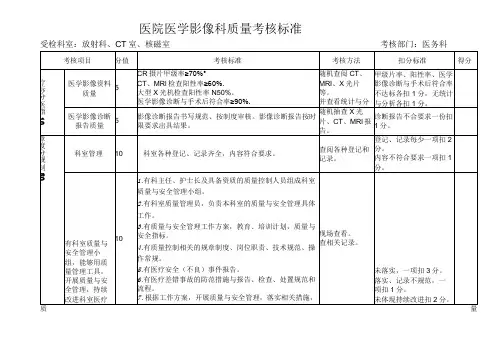 医学影像科(放射科、CT室、核磁室)质量控制考核标准