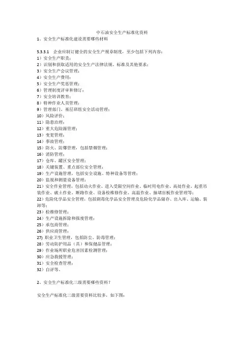 中石油安全生产标准化资料安全生产