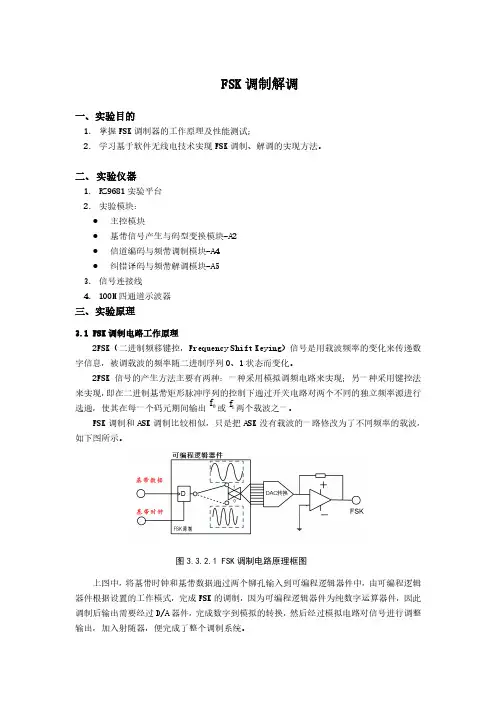 实验四  FSK调制与解调