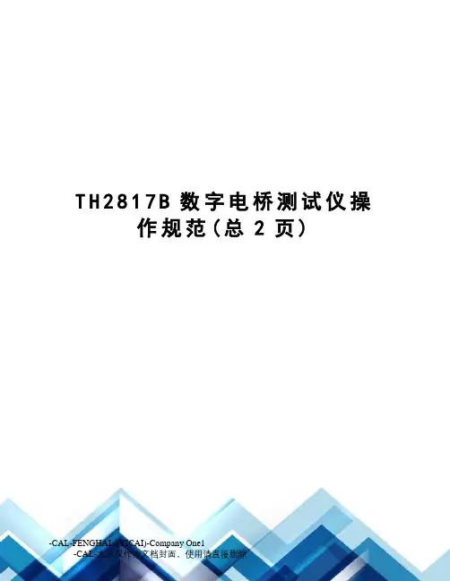 TH2817B数字电桥测试仪操作规范