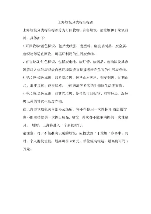 上海垃圾分类标准标识