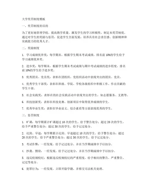 大学奖罚制度模板