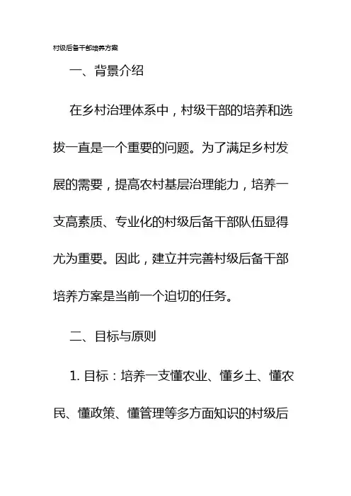 村级后备干部培养方案