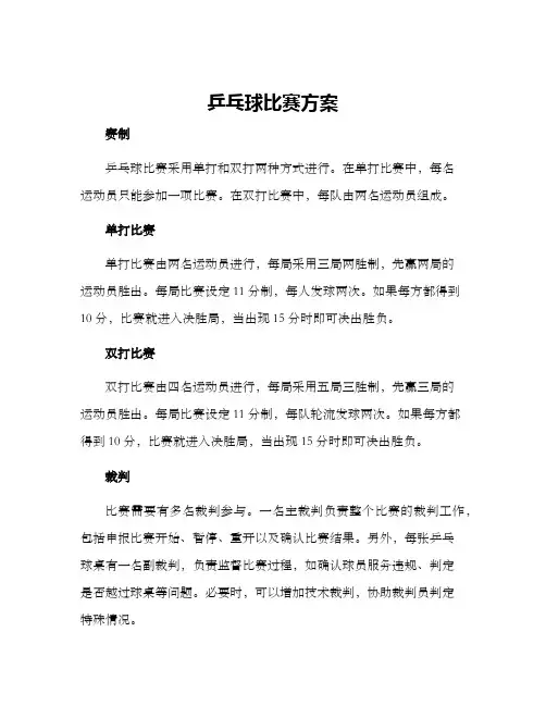 乒乓球比赛方案