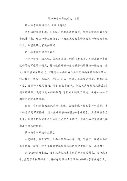 第一场雪四年级作文11篇