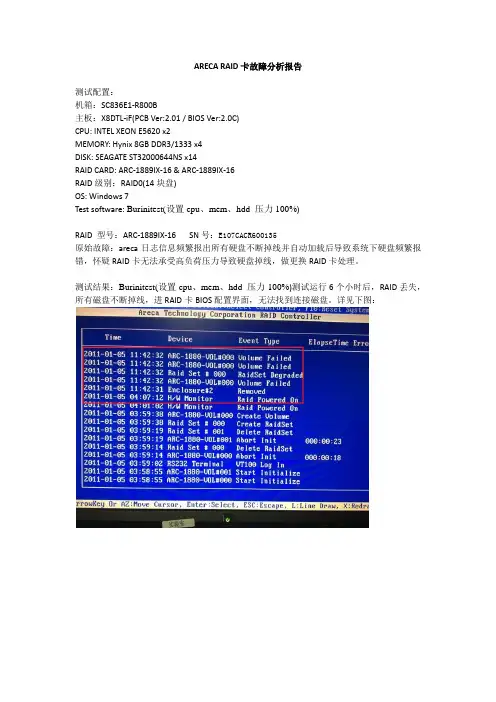 ARECA RAID卡故障分析报告