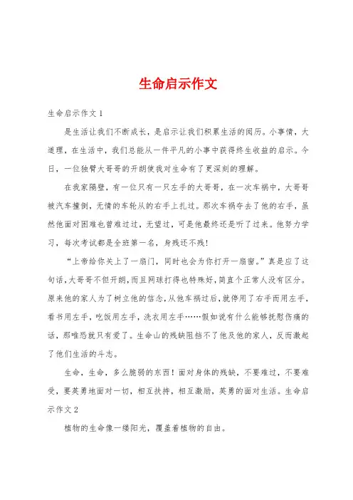 生命启示作文