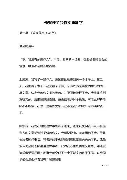 他冤枉了我作文500字
