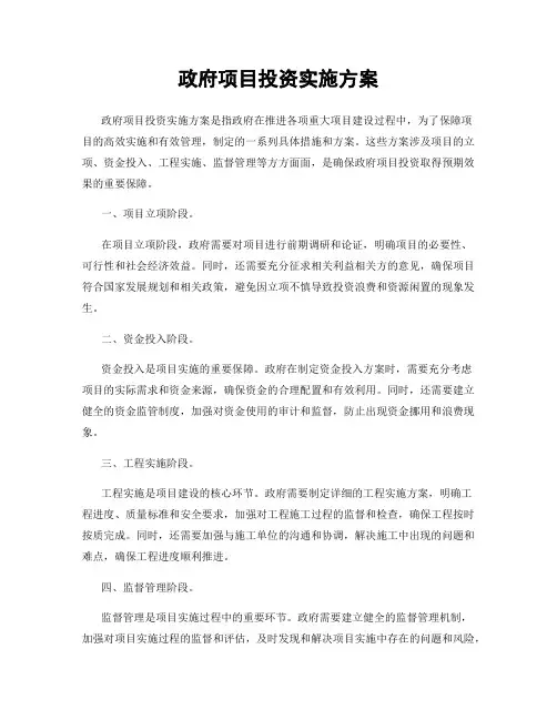 政府项目投资实施方案