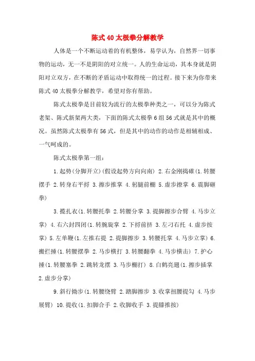 陈式40太极拳分解教学