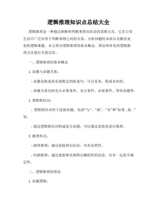 逻辑推理知识点总结大全