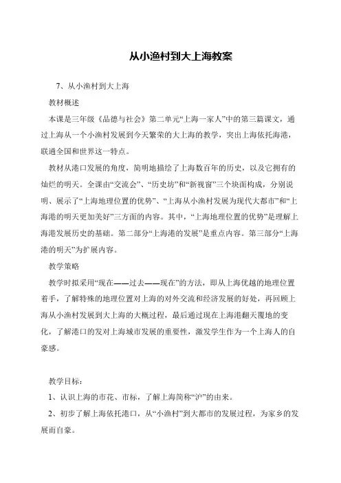 从小渔村到大上海教案