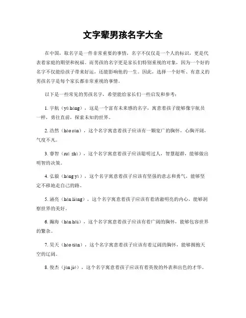 文字辈男孩名字大全