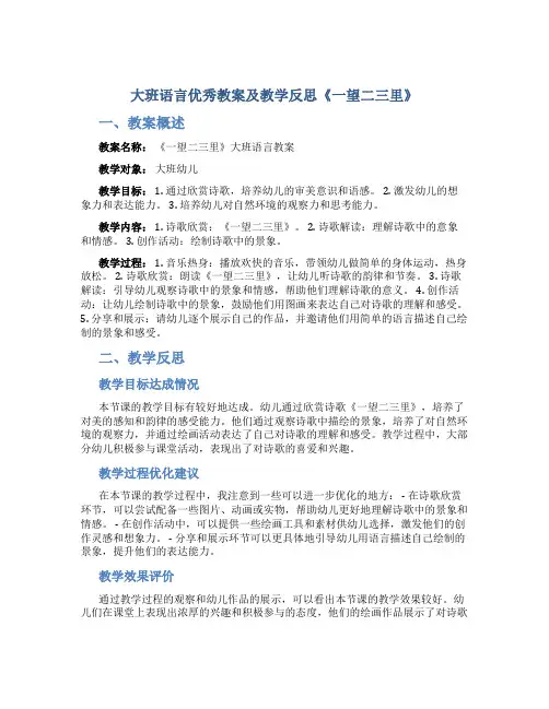 大班语言优秀教案及教学反思《一望二三里》