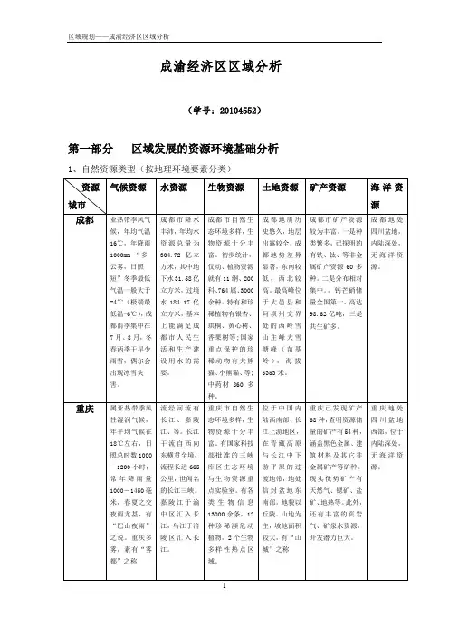 成渝经济区区域分析.