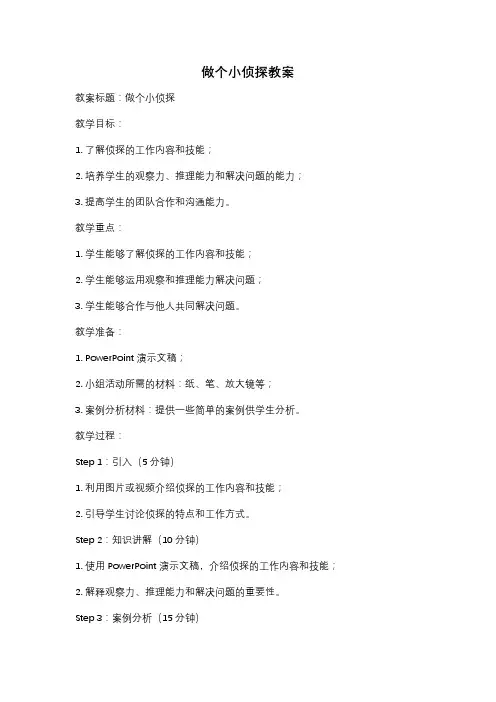 做个小侦探教案