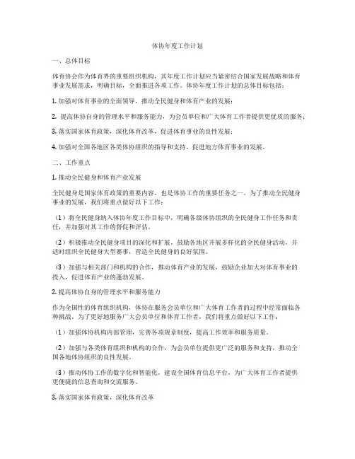 体协年度工作计划