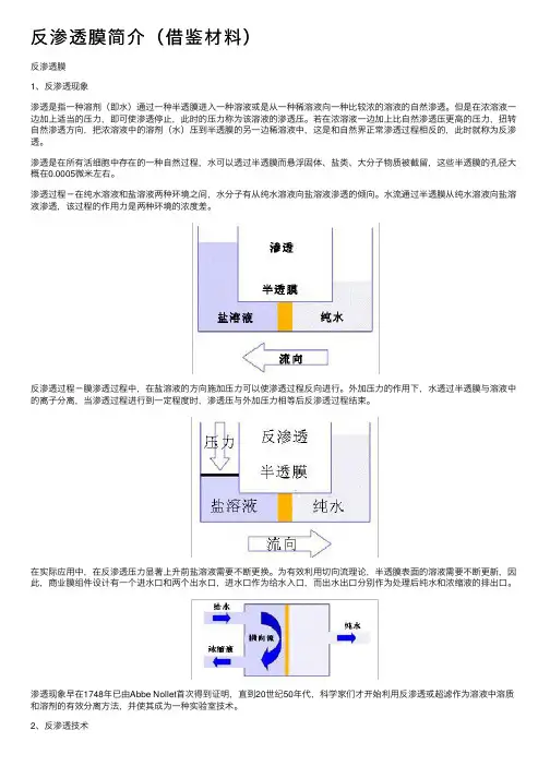 反渗透膜简介（借鉴材料）