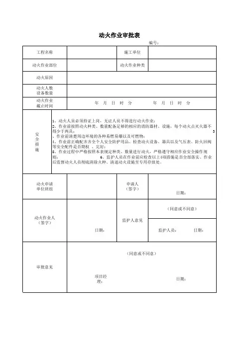 动火作业审批表
