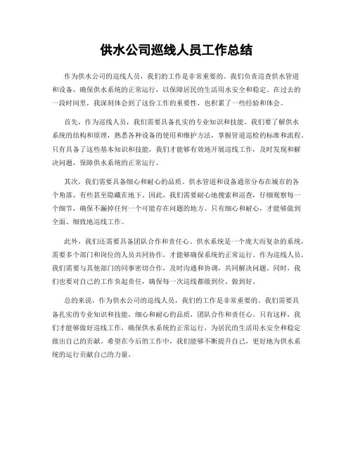 供水公司巡线人员工作总结
