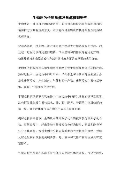 生物质的快速热解及热解机理研究
